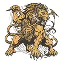 lion / roamn gladiator fighting tattoo design idea