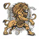 lion / roamn gladiator fighting tattoo design idea
