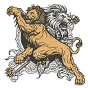 lion / roamn gladiator fighting tattoo design idea