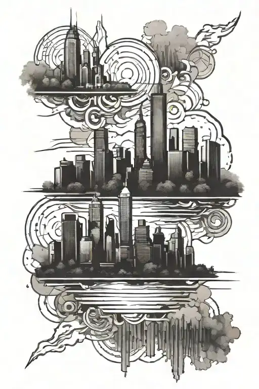 hometown skyline silhouette tattoo design idea