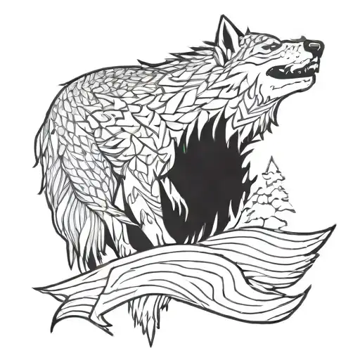 flag wolf tattoo design idea