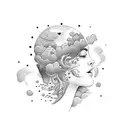 head in the clouds tattoo design idea