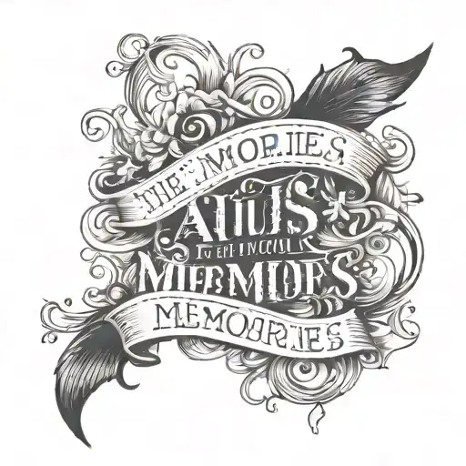 Text: Quote: "the memories... it's all just memories" Font Style: Elegant, handwritten and fluid, perhaps with a touch of tattoo design idea