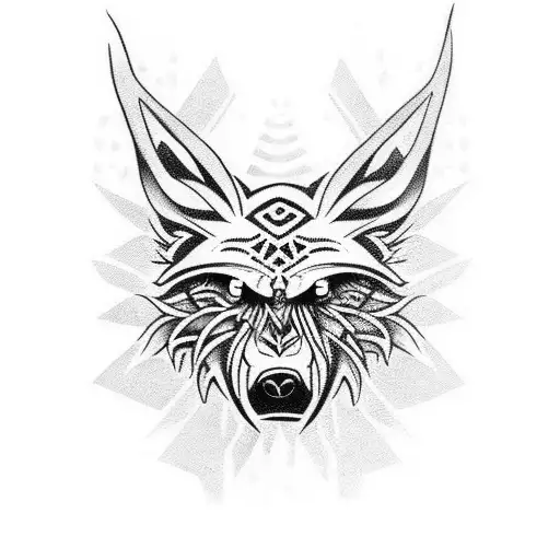Lobo con mirada fria, diseño tribal y en negro. tattoo design idea