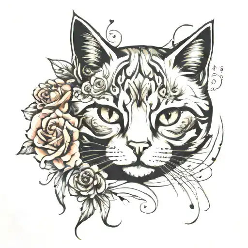 a big pussy cat tattoo design idea