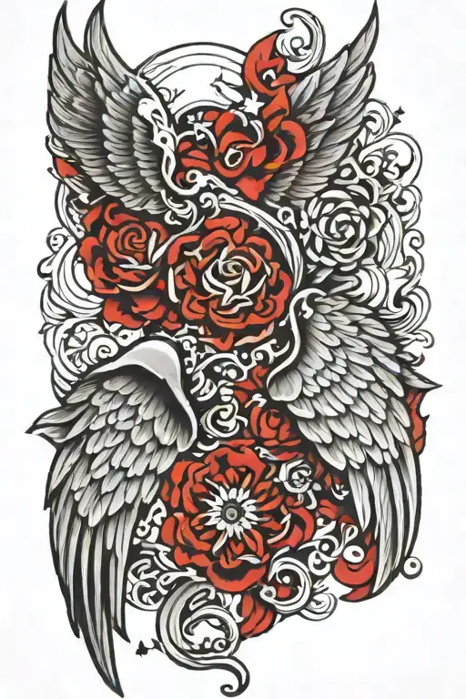 half angel wing half devil wing tattoo design idea