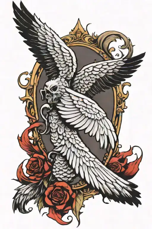 half angel wing half devil wing tattoo design idea