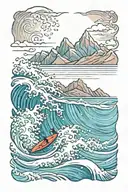 surfing, waves, mountains, outdoors, spiritual, life, live tattoo design idea