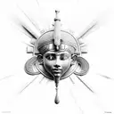 hieroglyph background+Thoth god+Realistic+shading 3d tattoo design idea