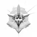 hieroglyph background+Thoth god+Realistic+shading 3d tattoo design idea