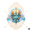 hieroglyph background soft+Thoth buste+Realistic+shading 3d tattoo design idea