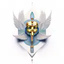 hieroglyph background soft+Thoth buste+Realistic+shading 3d tattoo design idea