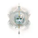 hieroglyph background soft+Thoth buste+Realistic+shading 3d tattoo design idea