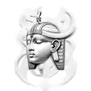 hieroglyph background soft+Thoth buste+Realistic+shading 3d tattoo design idea