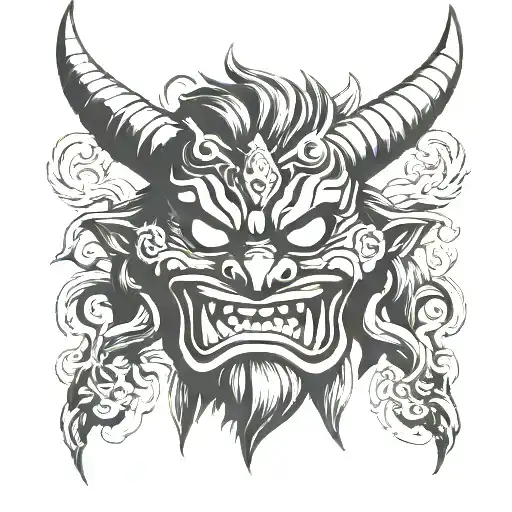 oni mask tattoo design idea