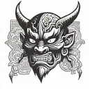 oni mask tattoo design idea