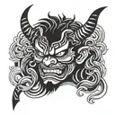 oni mask tattoo design idea
