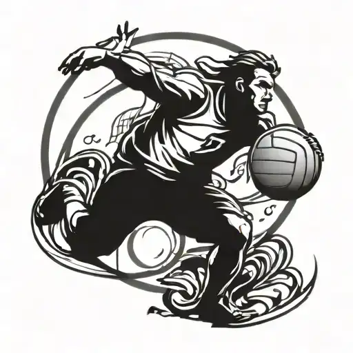 A volleyball player spiking the ball with the Capricorn zodiac symbol incorporated into the design tattoo design idea