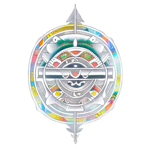 Rowing oar with Maori patterns tattoo design idea