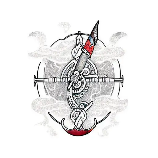 Rowing oar with Maori patterns tattoo design idea