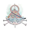 Rowing oar with Maori patterns tattoo design idea