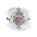 Rowing oar with Maori patterns tattoo design idea