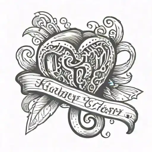 kidney with text ribbon tattoo design idea