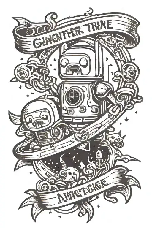 Gunther adventure time in space themed tattoo tattoo design idea