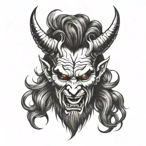devil long hair alone charisma tattoo design idea