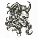devil long hair alone charisma tattoo design idea