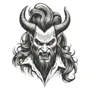 devil long hair alone charisma tattoo design idea