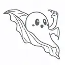 cute ghost say hello   tattoo design idea