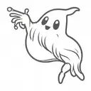 cute ghost say hello   tattoo design idea