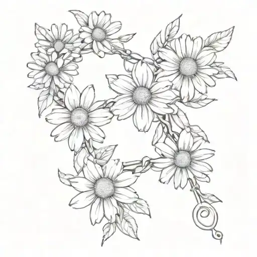 daisy chain intertwined tattoo design idea