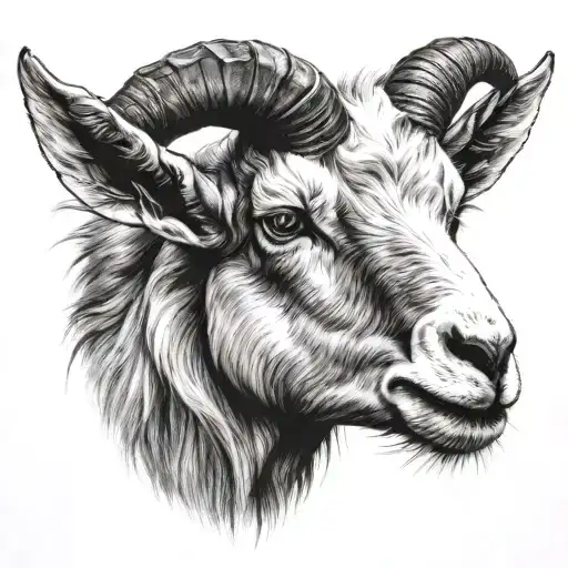 goat head with pepper shading adapted tattoo design idea