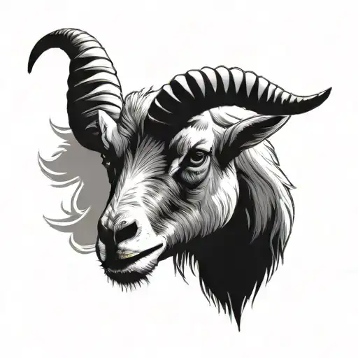 goat head with pepper shading adapted tattoo design idea