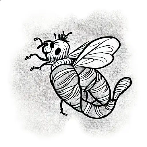 Monster bee devouring winnie the pooh tattoo design idea