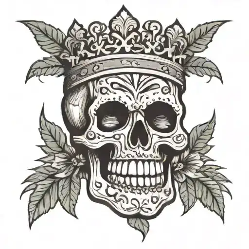 Mexican Skull and Crown of Thorns tattoo design idea