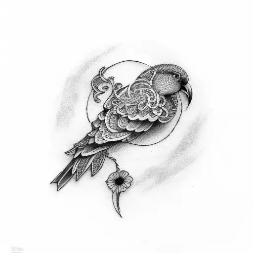 bird and horseshoe tattoo design idea