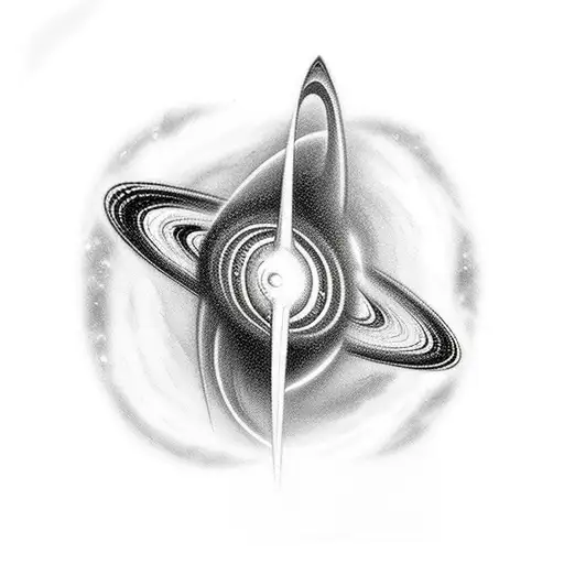 Tornado astronaut Saturn jupiter moon black hole tattoo design idea