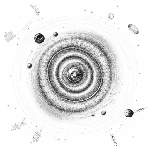 Total arm Tornado astronaut Saturn jupiter moon black hole tattoo design idea