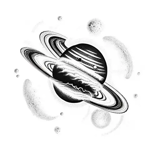 Total arm Tornado astronaut Saturn jupiter moon black hole tattoo design idea