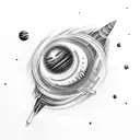 Total arm Tornado astronaut Saturn jupiter moon black hole tattoo design idea