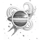 Total arm Tornado astronaut Saturn jupiter moon black hole tattoo design idea