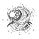 Total arm Tornado astronaut Saturn jupiter moon black hole tattoo design idea