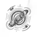 Total arm Tornado astronaut Saturn jupiter moon black hole tattoo design idea