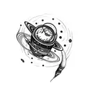 Total arm Tornado astronaut Saturn jupiter moon black hole tattoo design idea