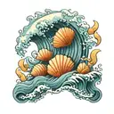 seashells and waves tattoo design idea