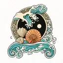 seashells and waves tattoo design idea