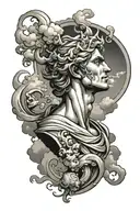 Greek gods with clouds and shadows tattoo design idea